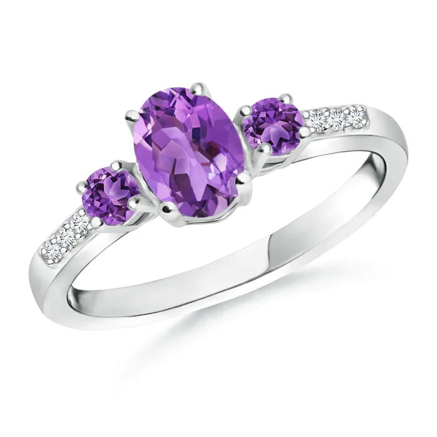 Three Stone 1.20 Ctw Amethyst Gemstone 925 Sterling Silver Women Promise Ring Jewelry